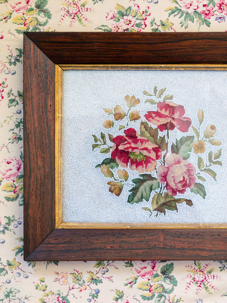 Victorian Floral Beadwork Tapestry