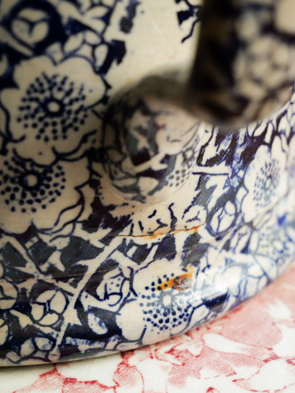 19th Century Blue Calico Transferware Loving Cup