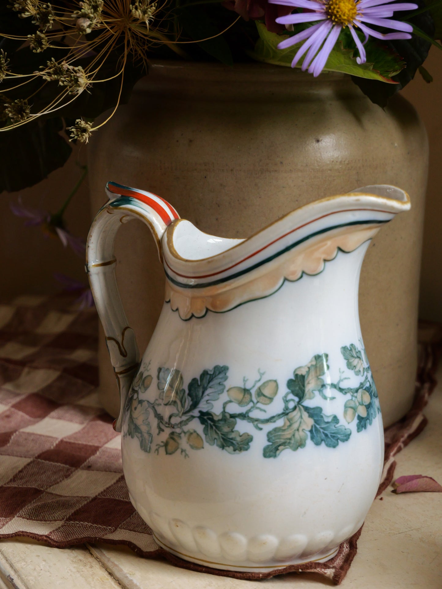 Antique Davenport Acorn Print Jug