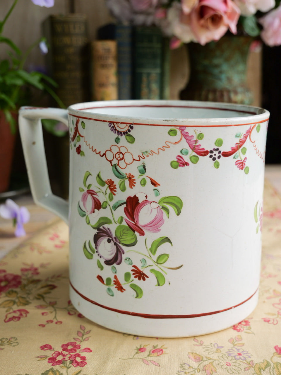Large Hand Painted Georgian Pearlware Mug