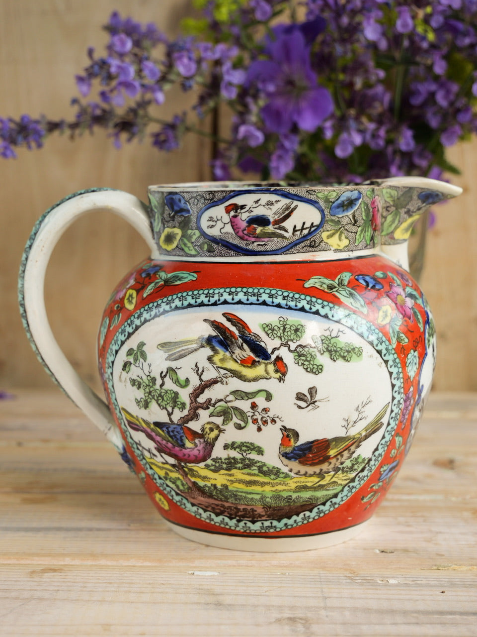 18th Century Georgian Pearlware Avian Transferware Jug
