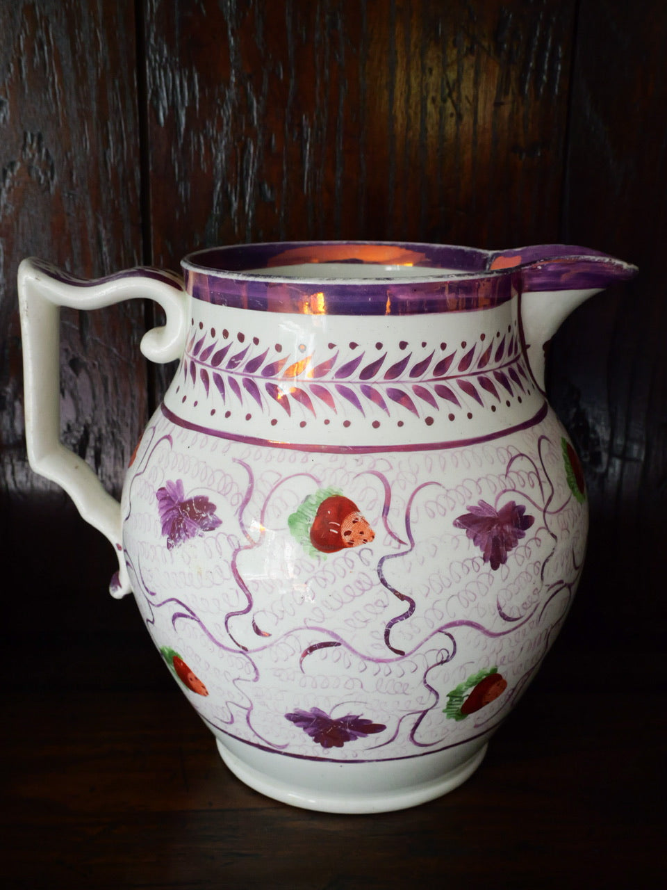 Antique Sunderland Lustre Strawberry Jug