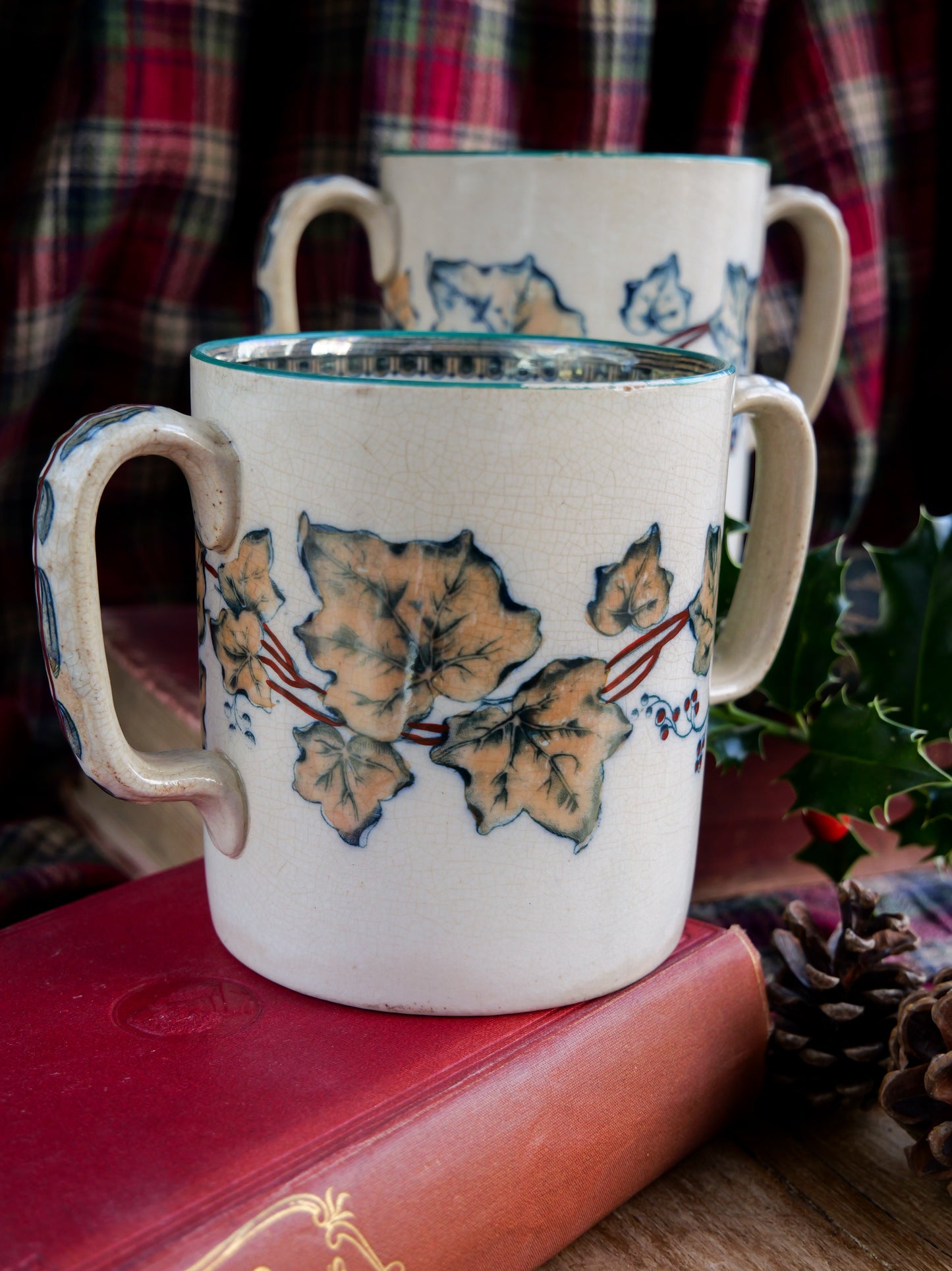 19th Century Double Handled Ivy Lustre Mug
