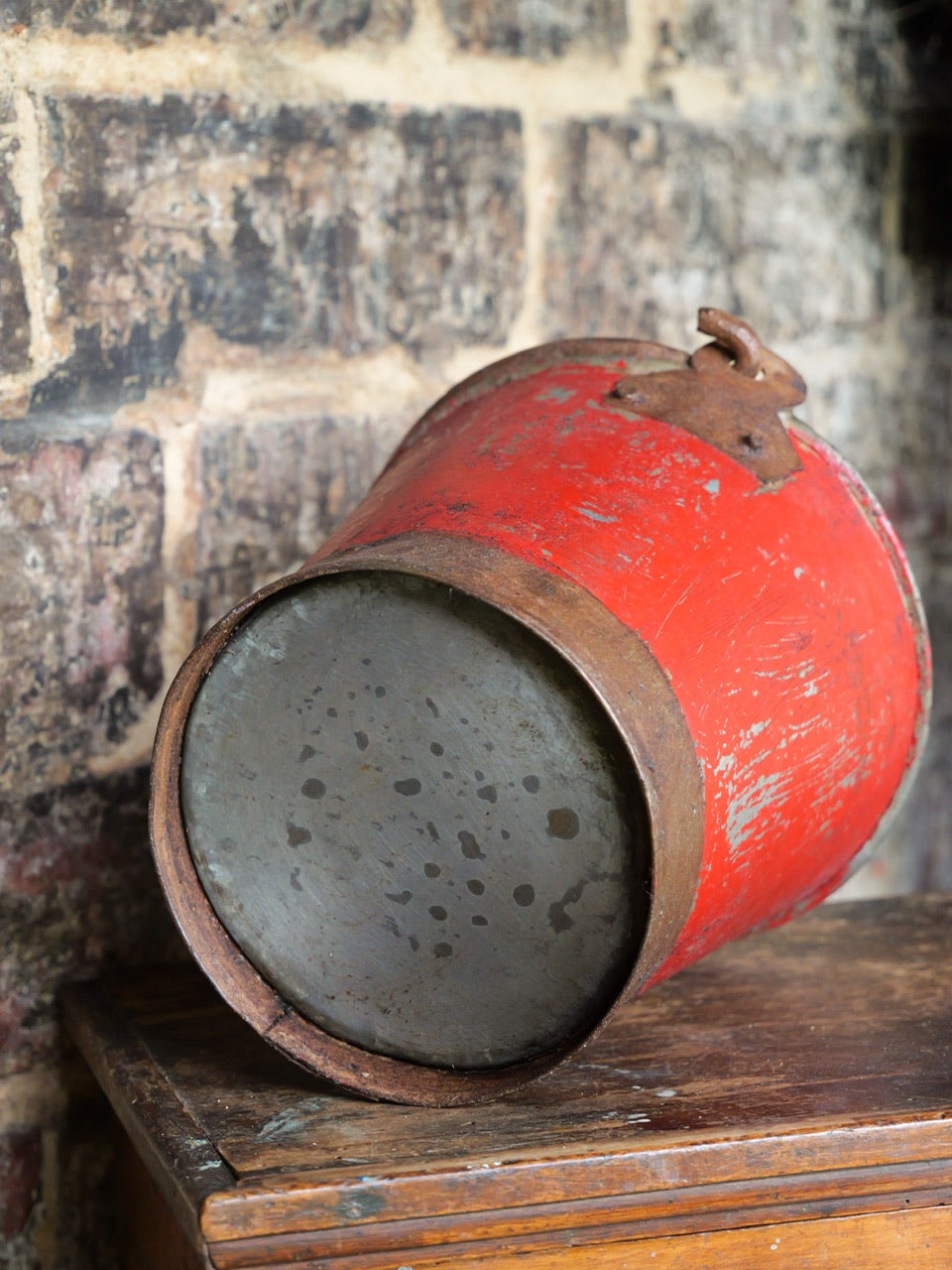 Small Vintage Riveted Red Bucket