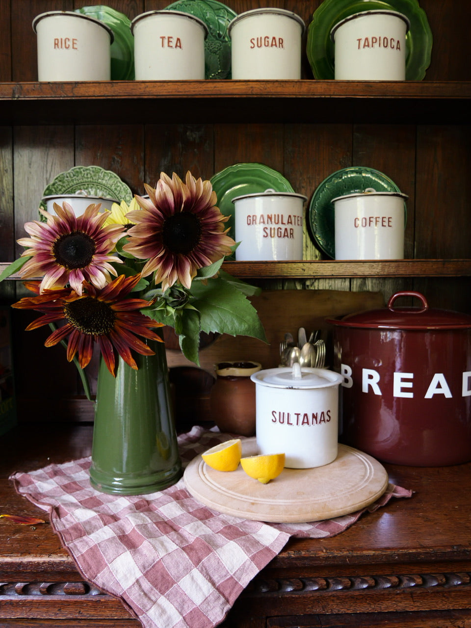 Vintage English Enamel Storage Pots