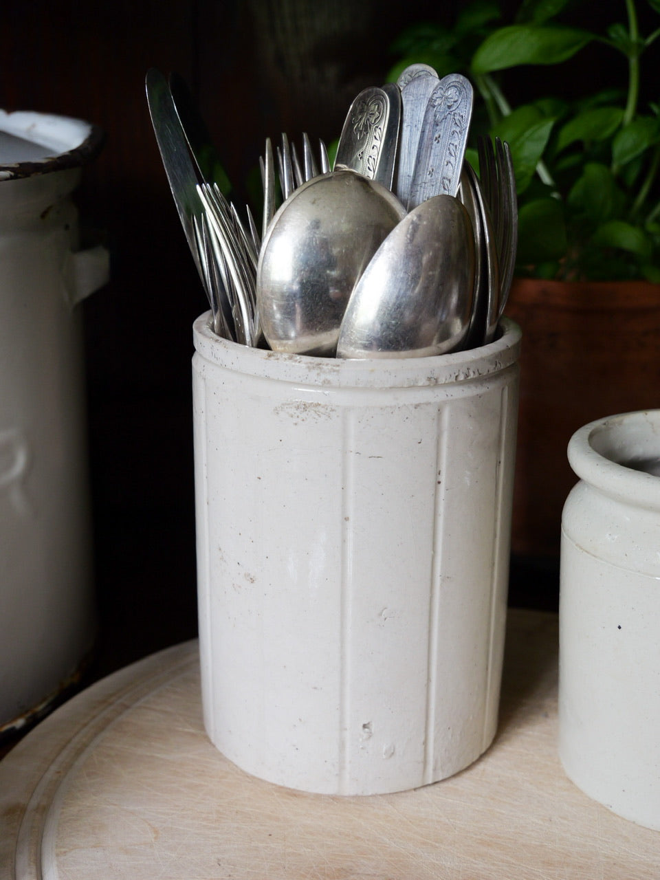 Set of 3 Vintage Stoneware Pots