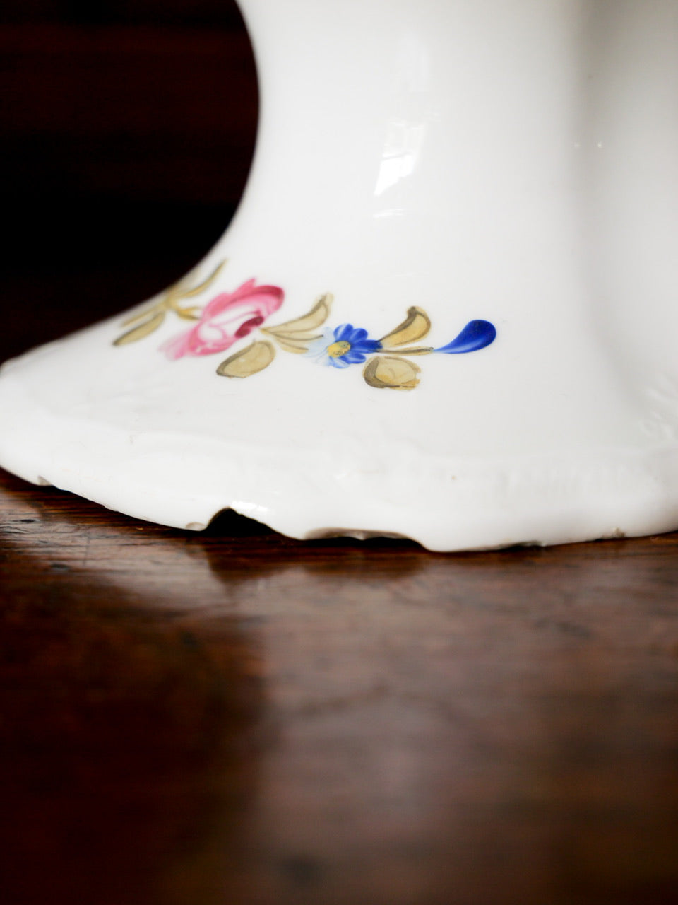 Antique Hand Painted Floral Pedestal Dish