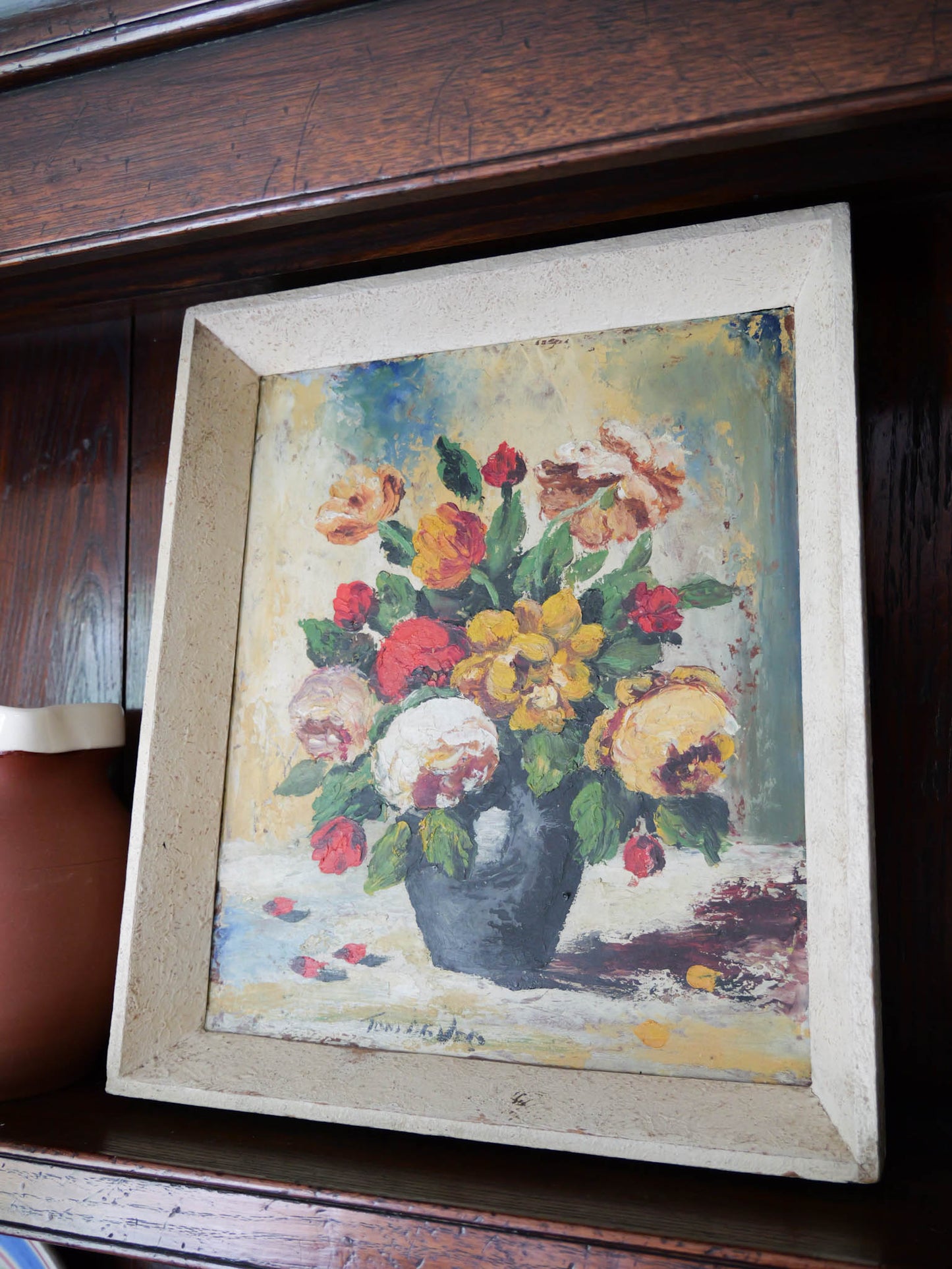 Vintage Floral Still Life Oil Painting