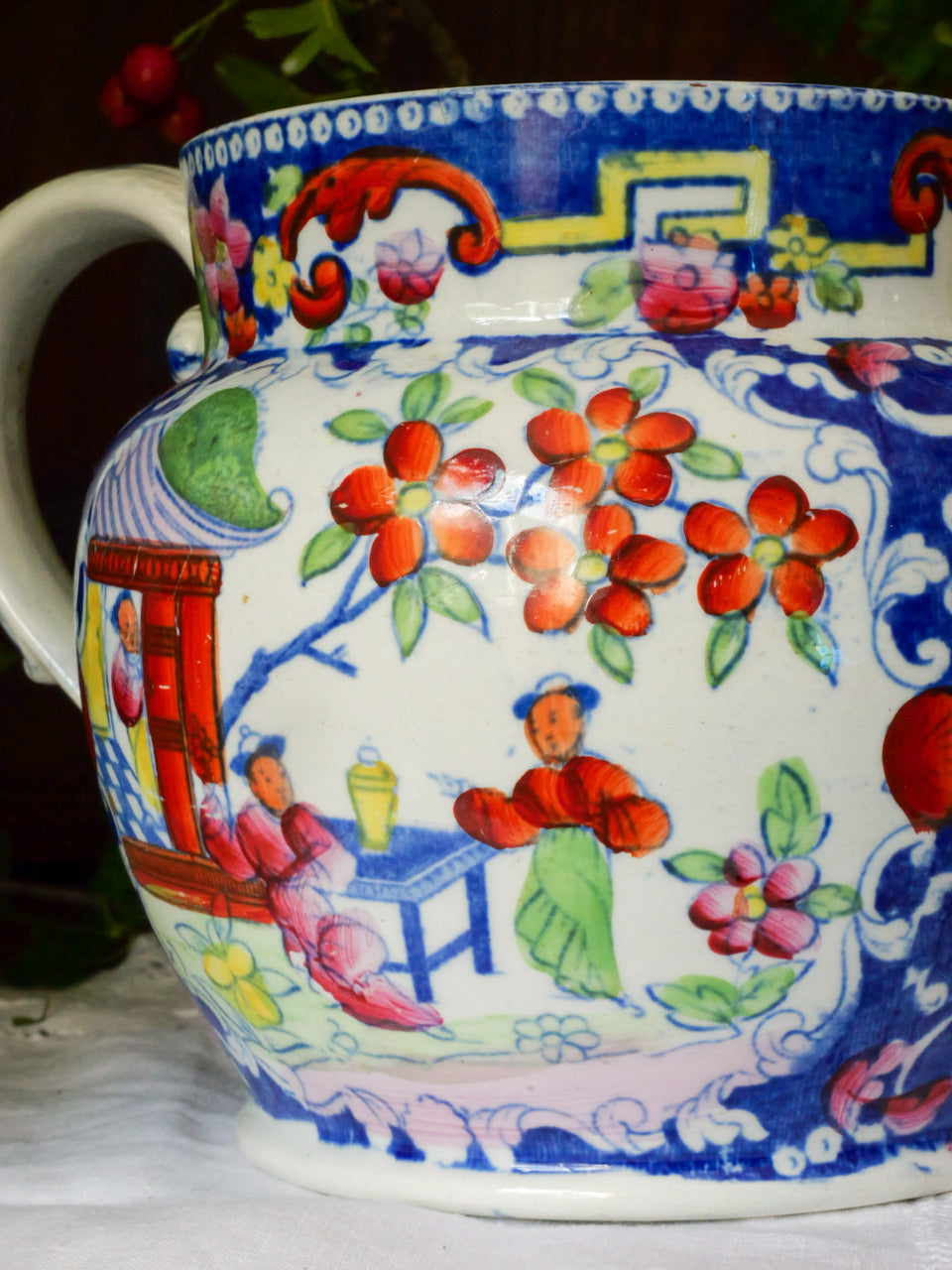 Antique Georgian Chinoiserie Pattern Staffordshire Jug