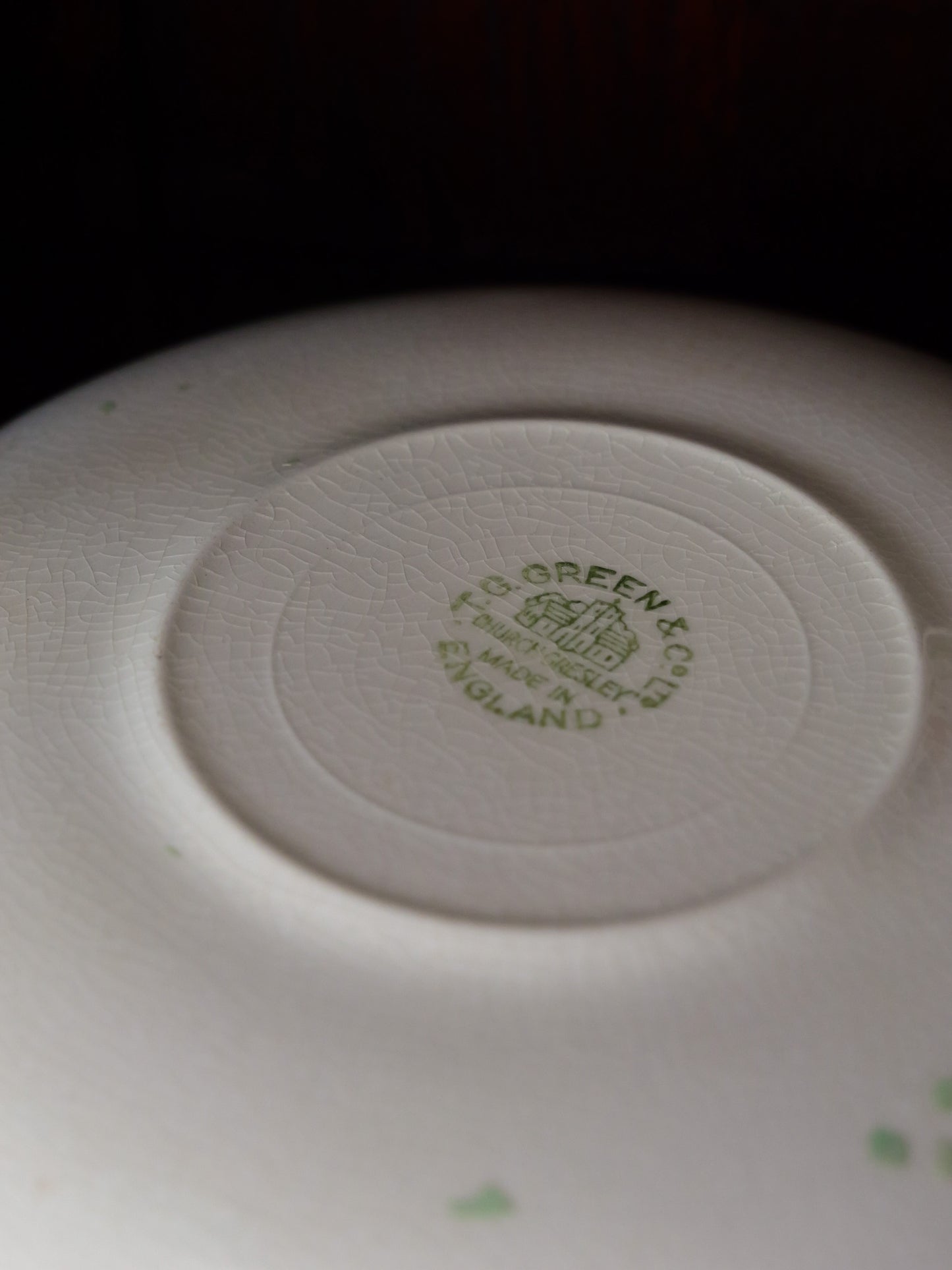 Set of four small vintage spongeware plates/saucers