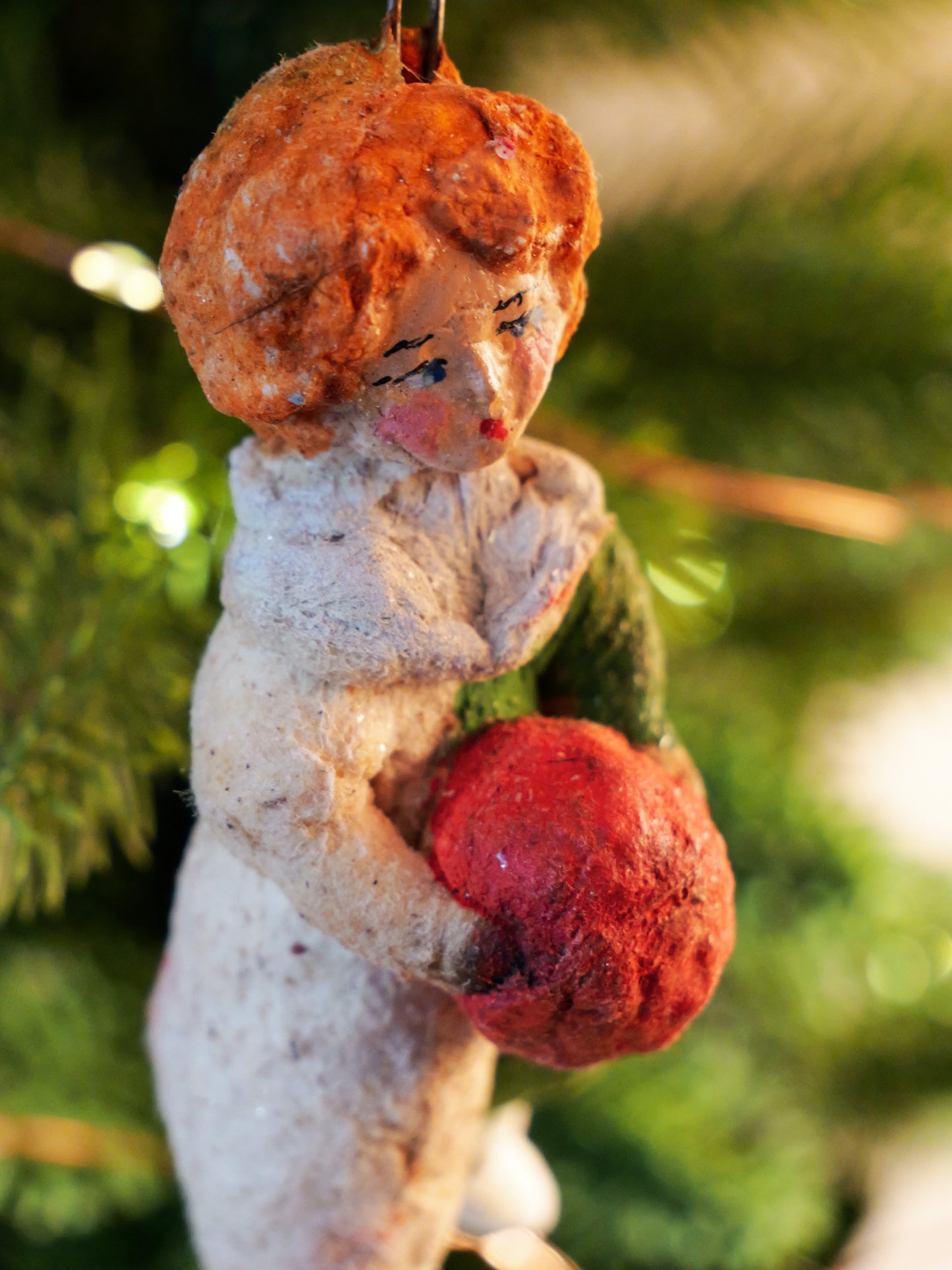 Vintage Handmade Spun Cotton Christmas Ornament - Helena