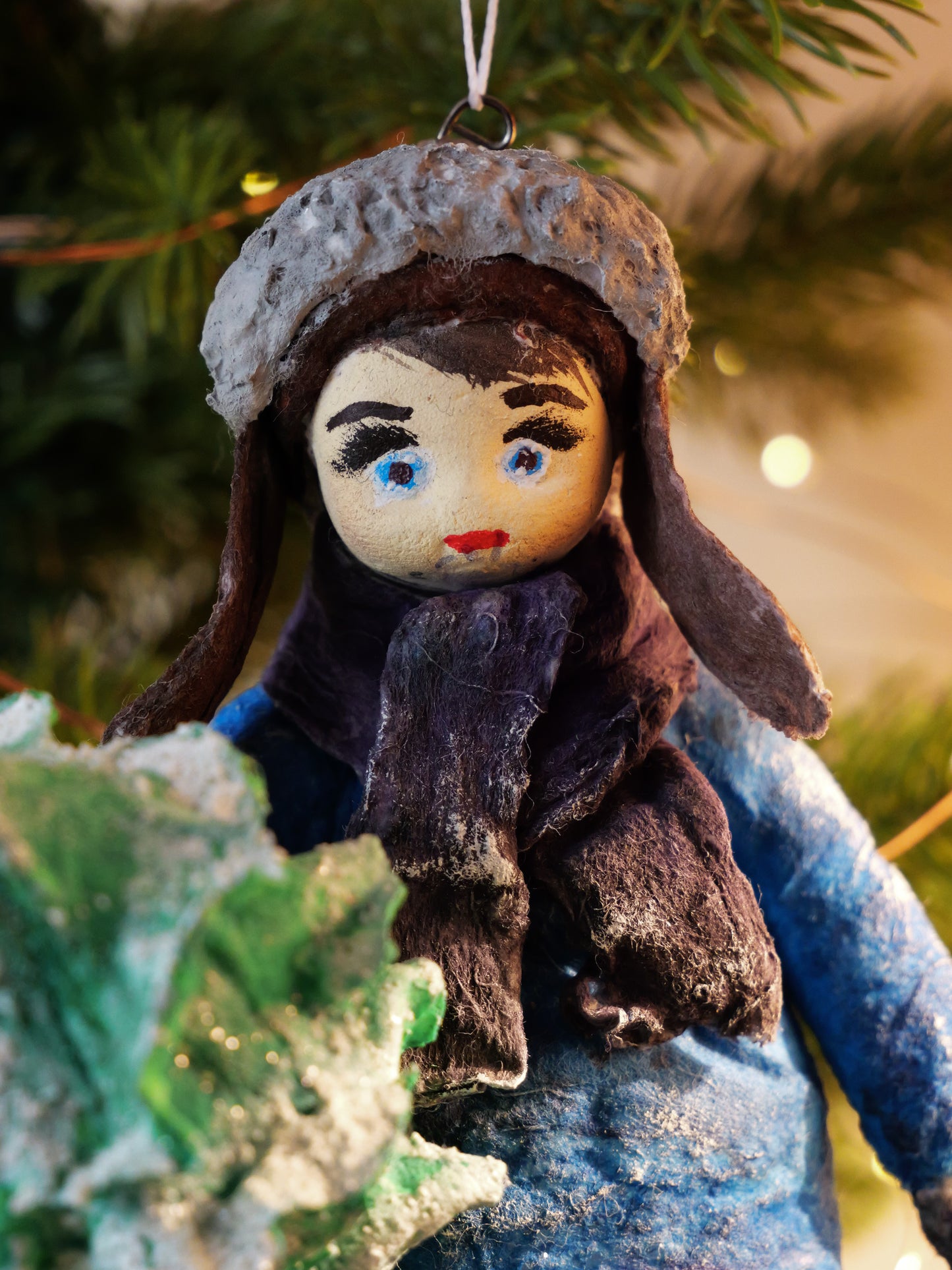 Handmade Spun Cotton Christmas Ornament - Thomas