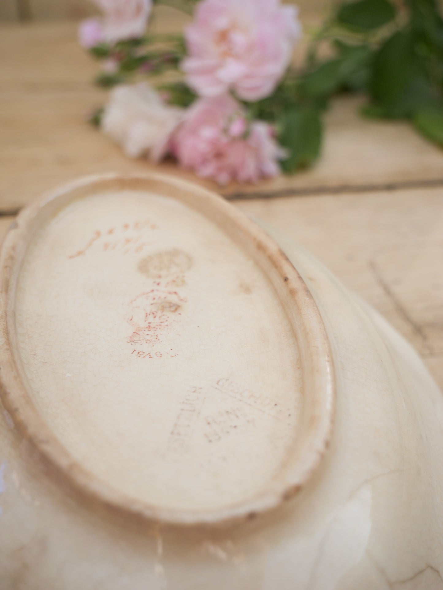 Antique French Hand Painted Floral Dish