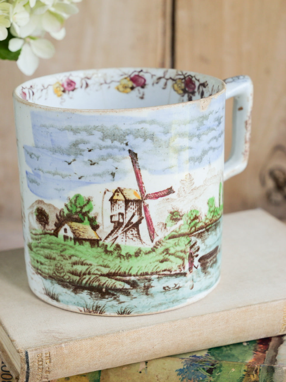 19th Century ‘Windmill’ Transferware Mug