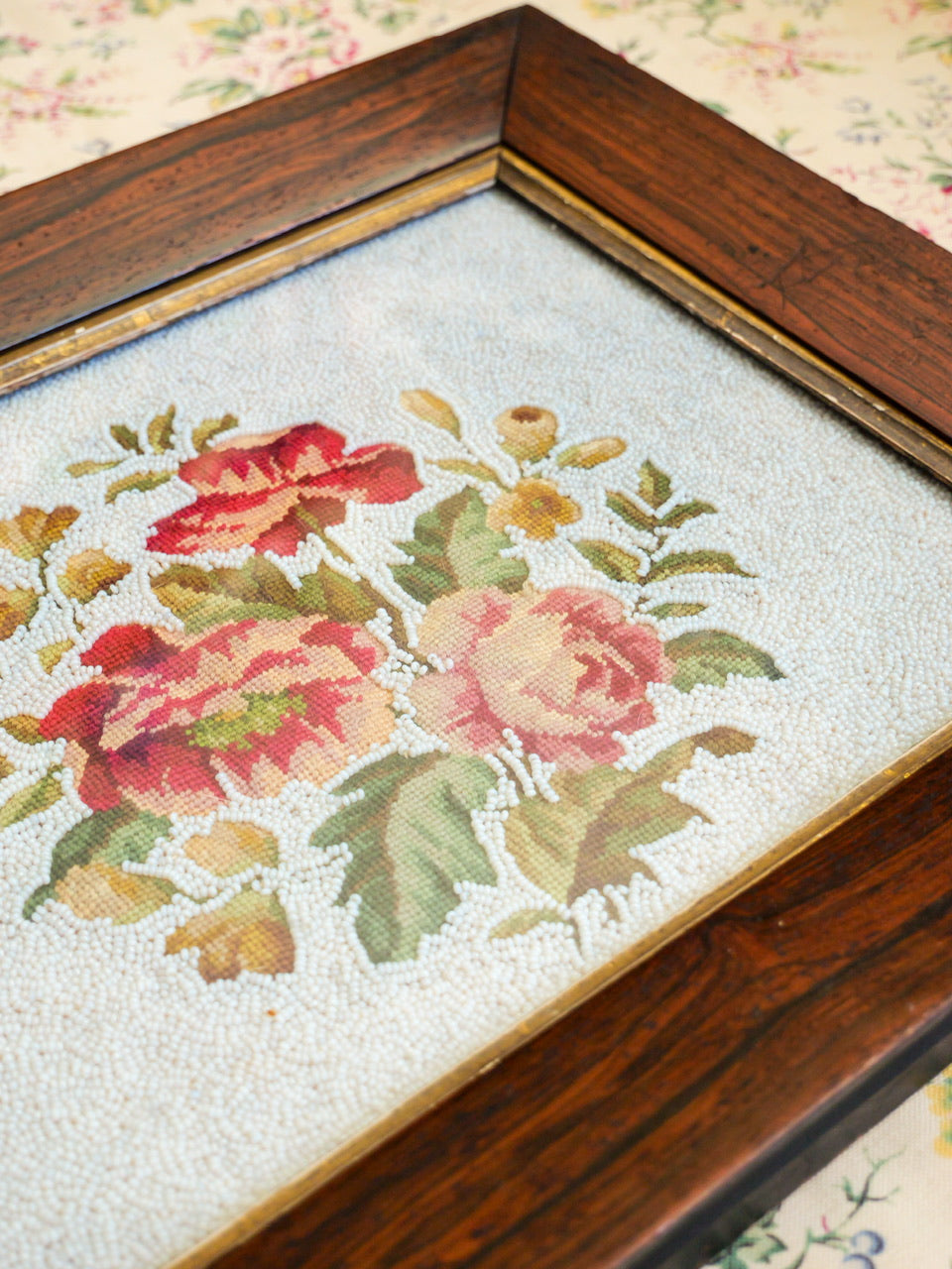 Victorian Floral Beadwork Tapestry