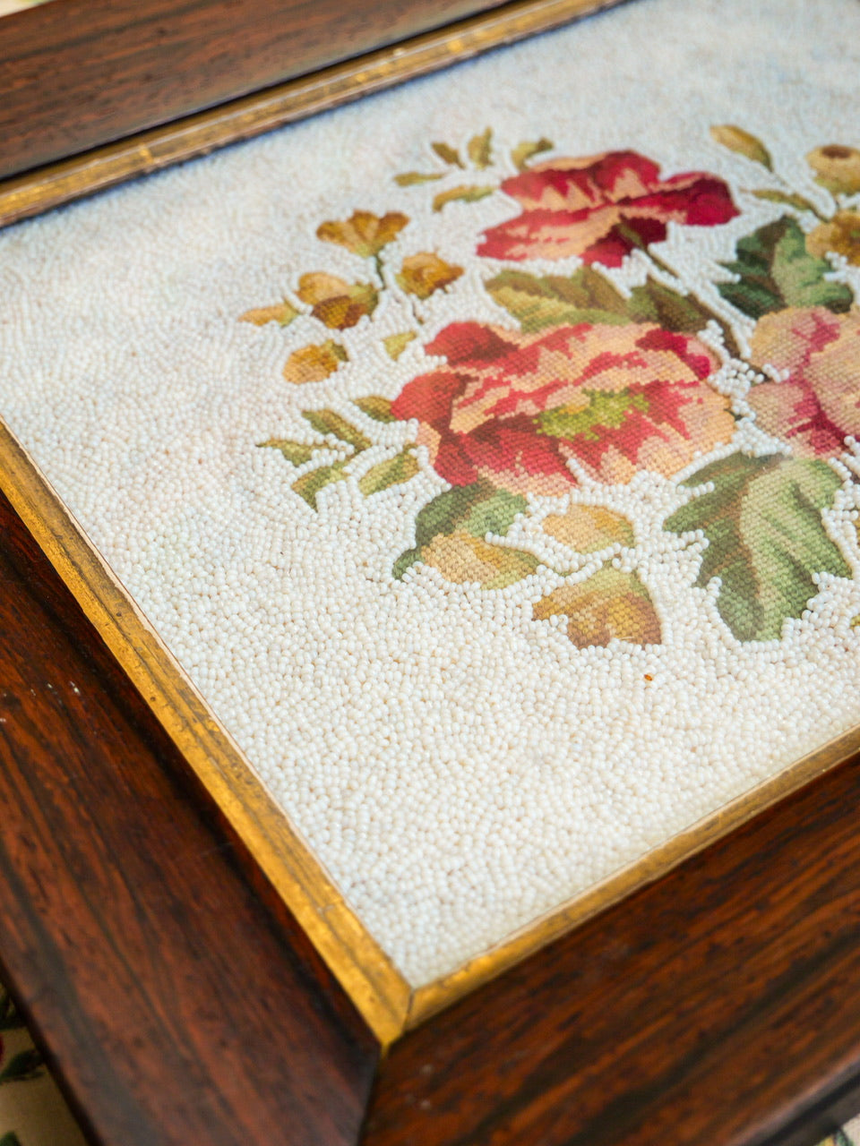 Victorian Floral Beadwork Tapestry