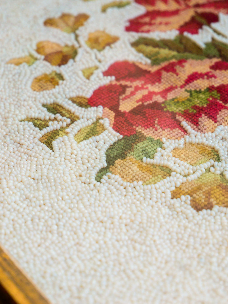 Victorian Floral Beadwork Tapestry