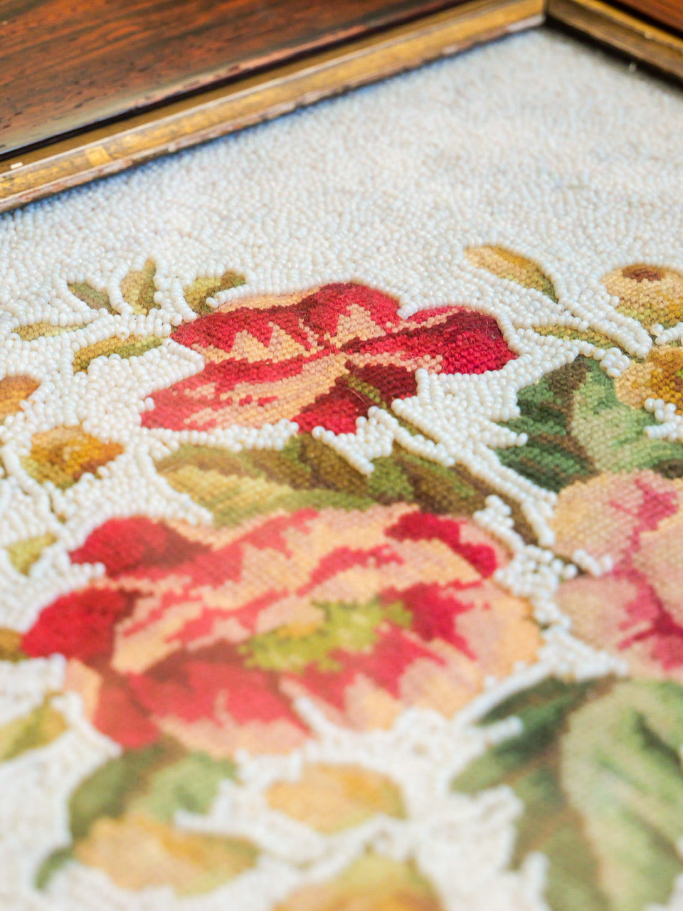 Victorian Floral Beadwork Tapestry