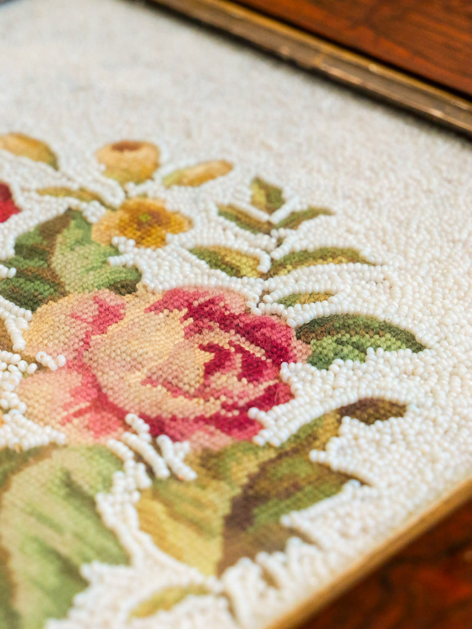 Victorian Floral Beadwork Tapestry