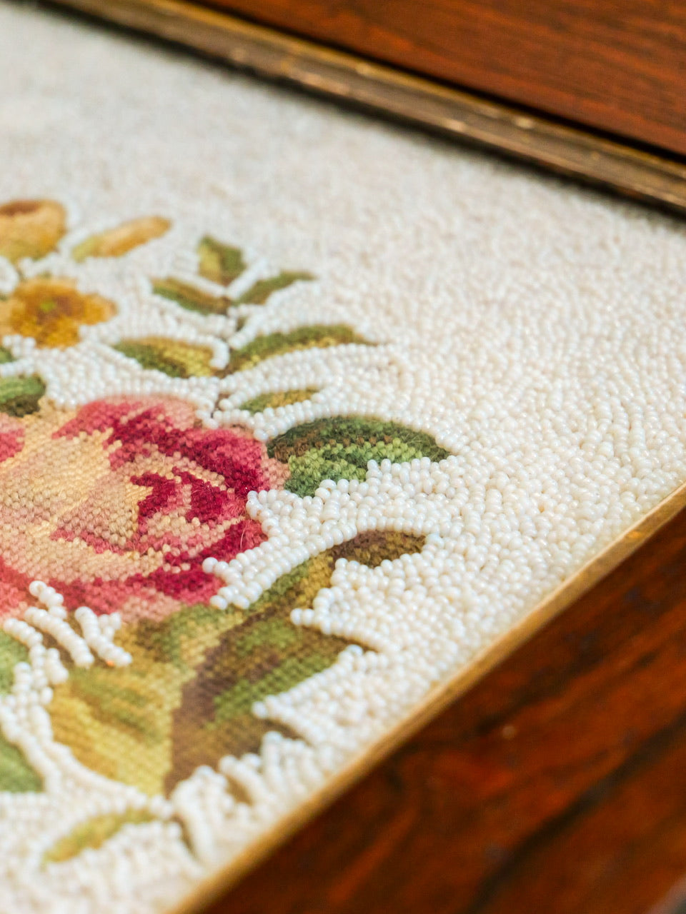 Victorian Floral Beadwork Tapestry
