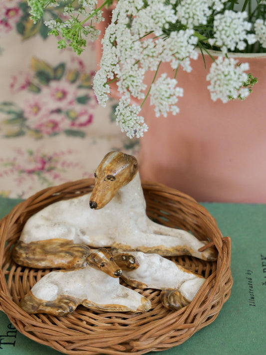 Handmade Vintage Family of Whippets