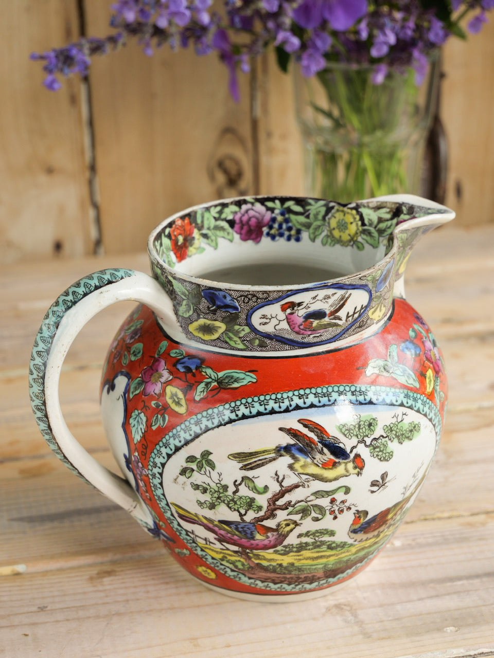 18th Century Georgian Pearlware Avian Transferware Jug