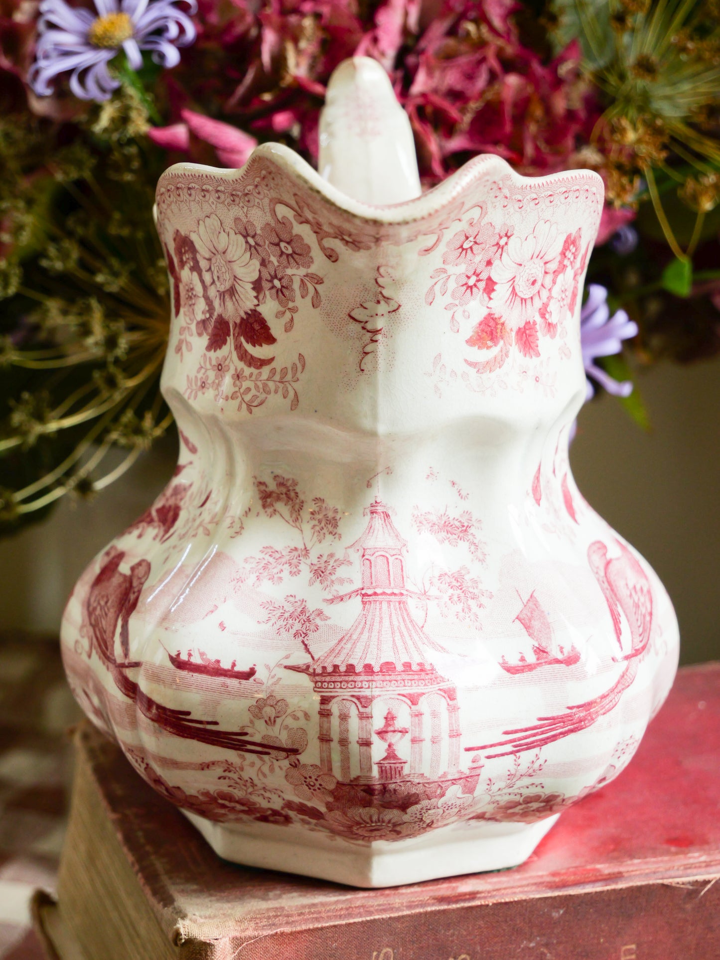 Large Antique Swansea Pouch Transfer Jug