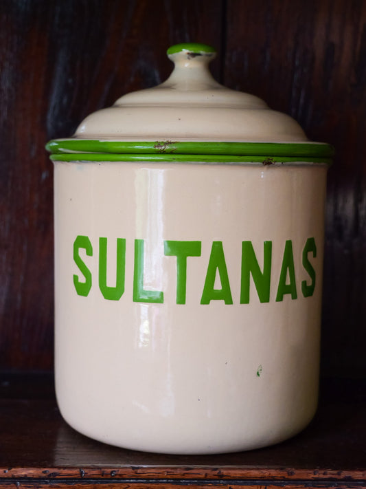 Vintage Enamel ‘Sultanas’ Container