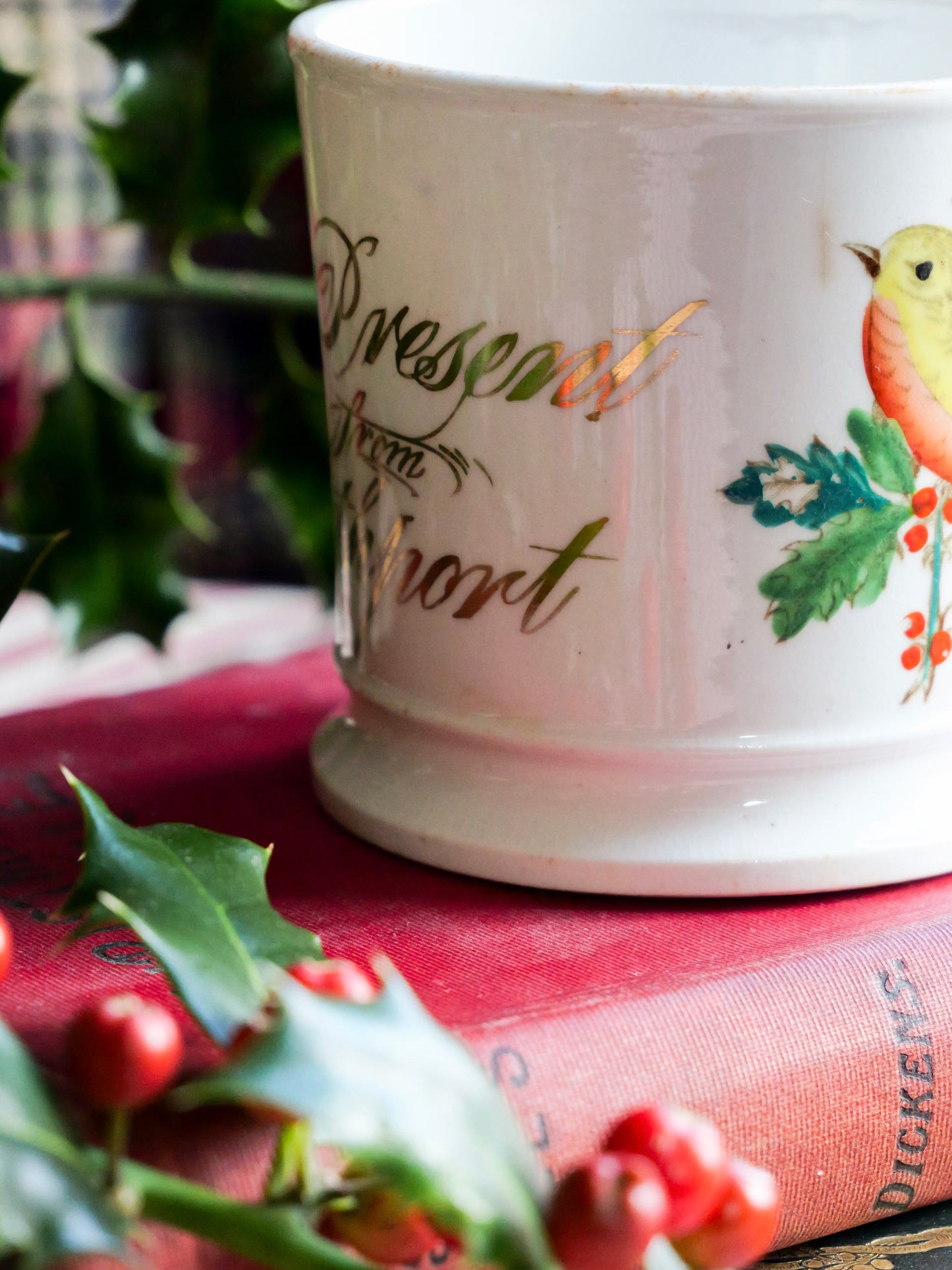 Victorian Hand-painted Southport Robin Mug