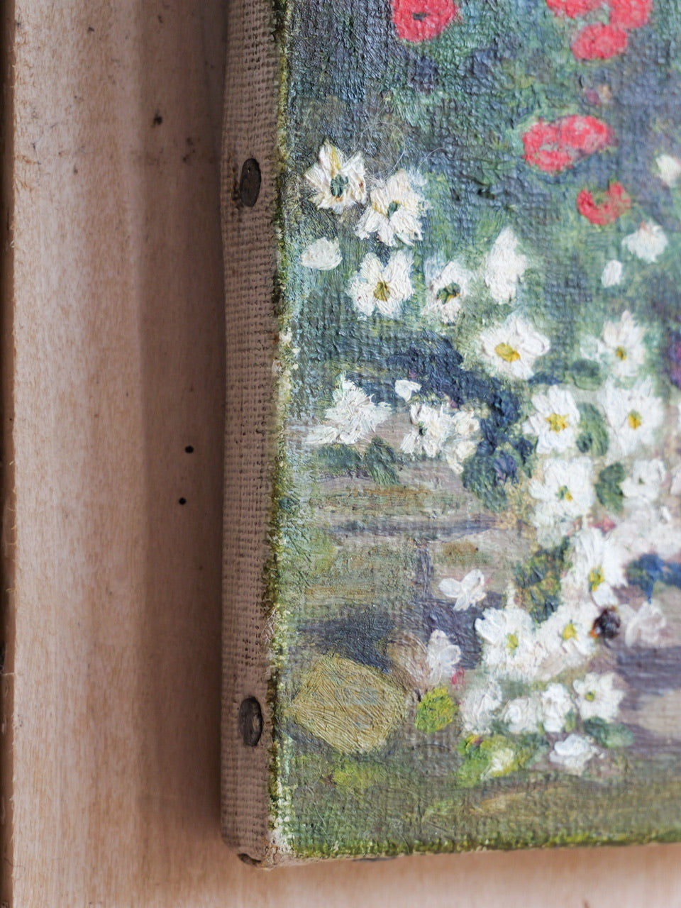 Vintage Art School Garden Painting on Canvas