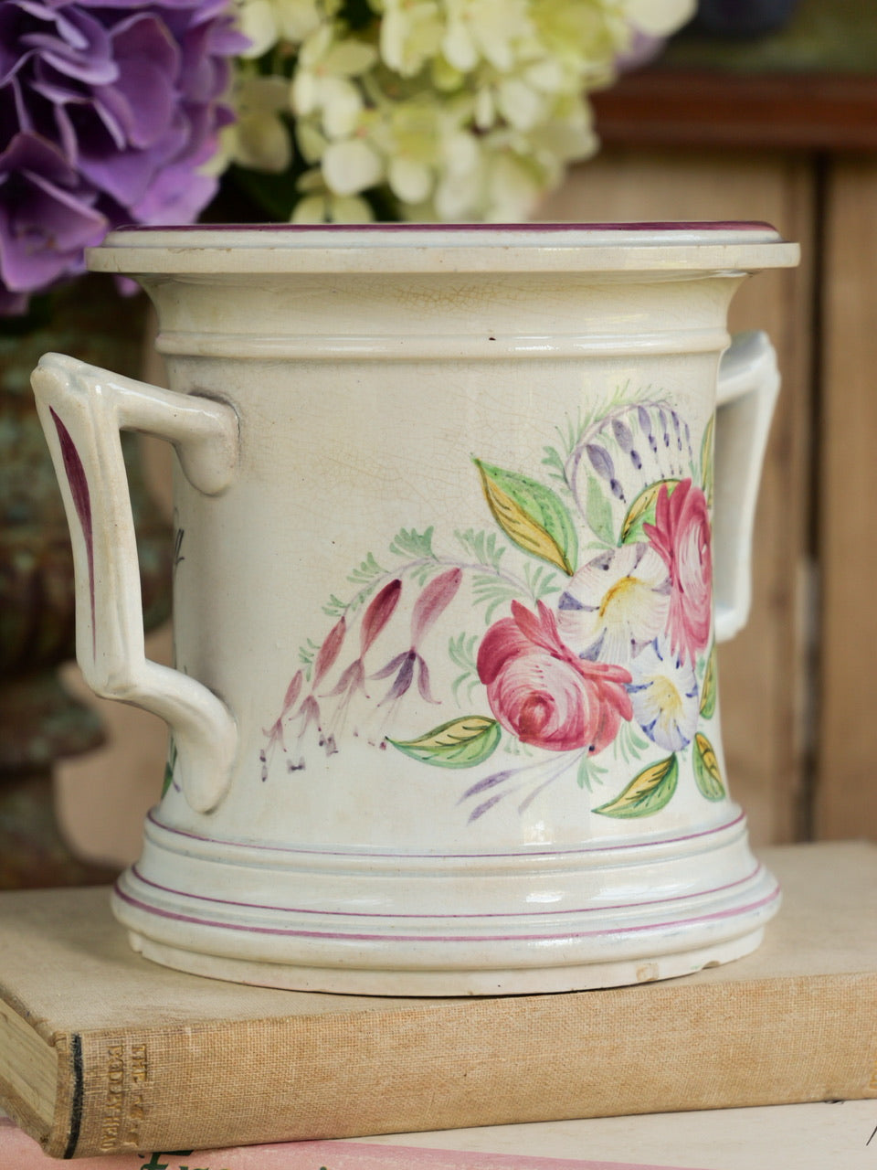 Large 19th Century Inscribed Hand Painted Loving Cup