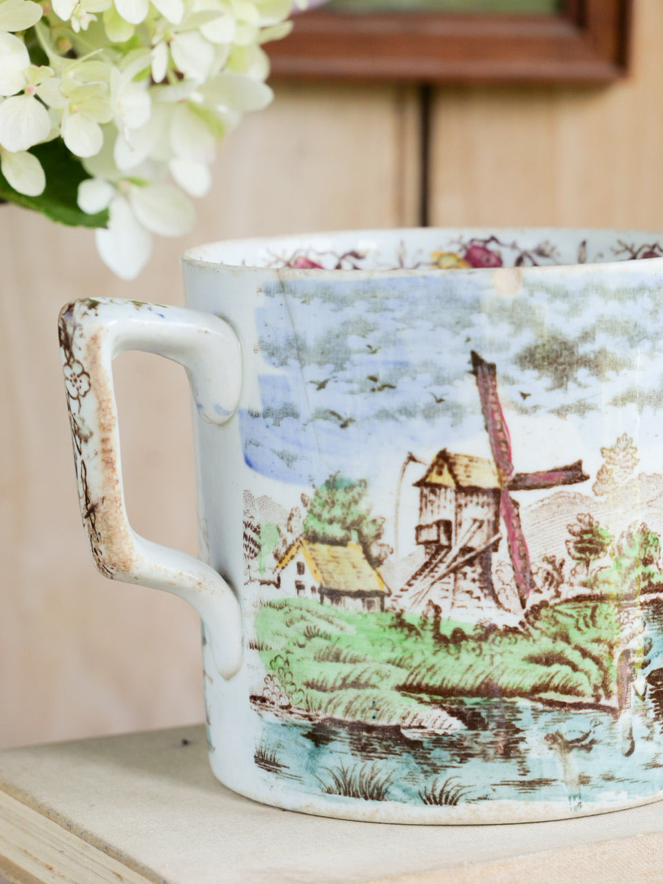 19th Century ‘Windmill’ Transferware Mug