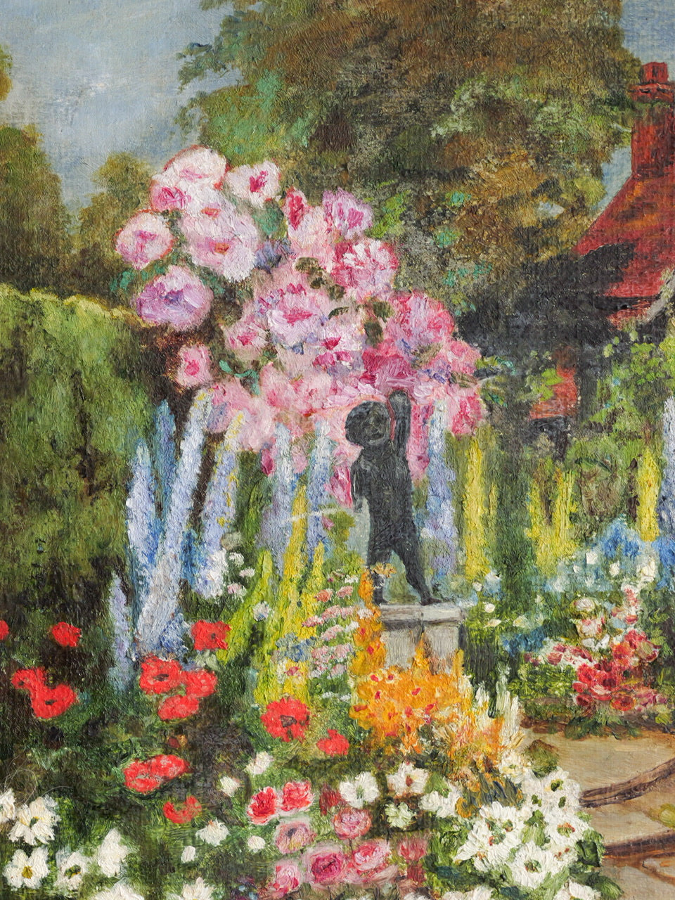 Vintage Art School Garden Painting on Canvas
