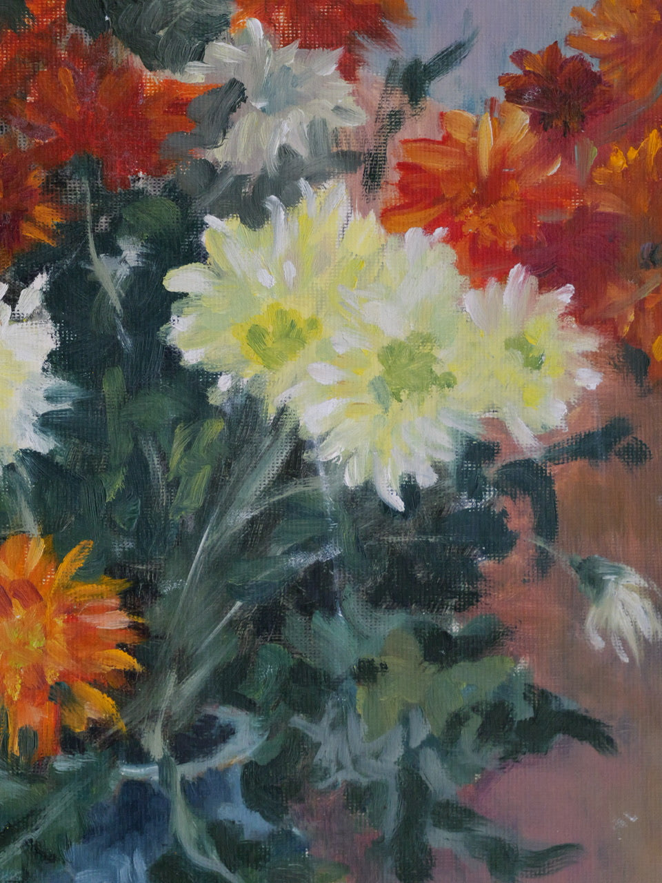 Vintage ‘Chrysanthemums’ Still Life Oil Painting