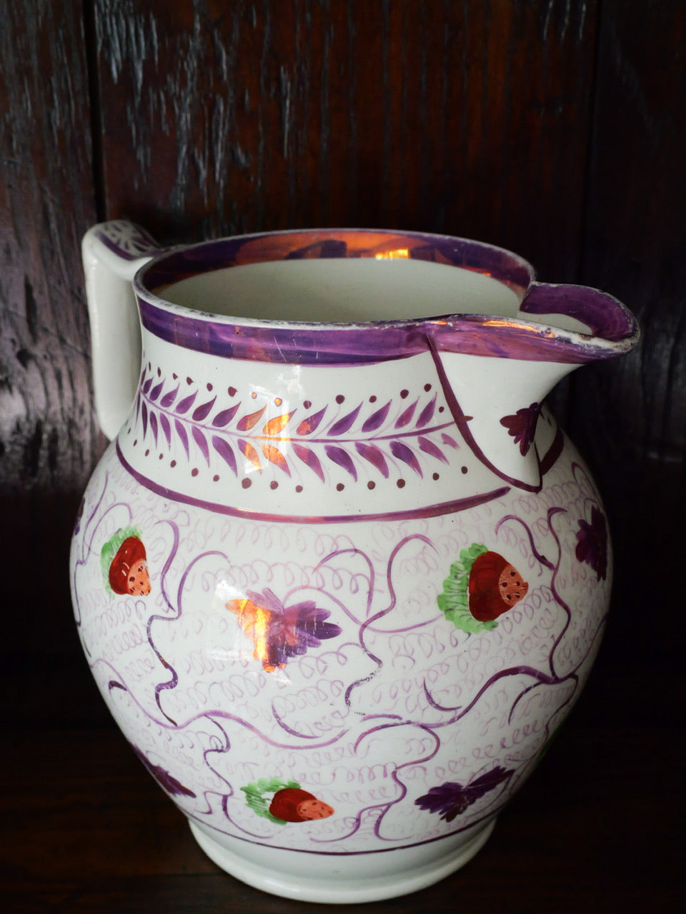 Antique Sunderland Lustre Strawberry Jug