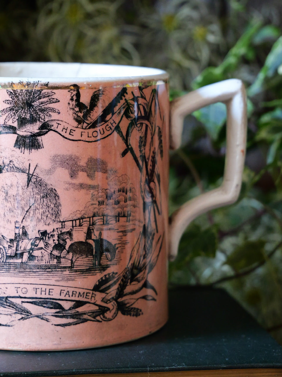 Antique Pink ‘Farmers’ Arms’ Tankard Mug