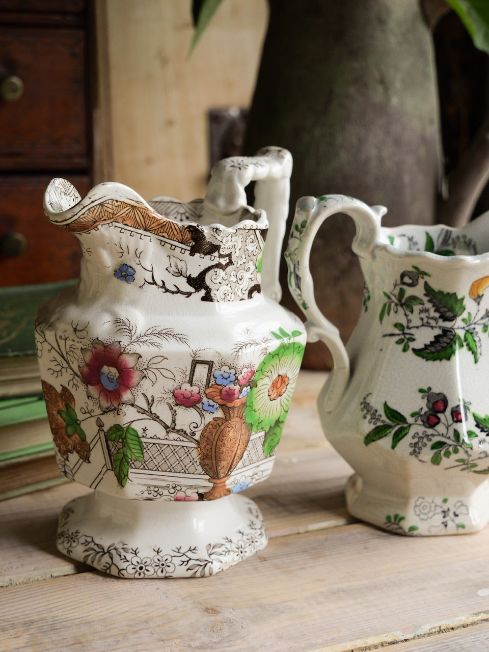 Antique Transferware Jugs - Set of 2