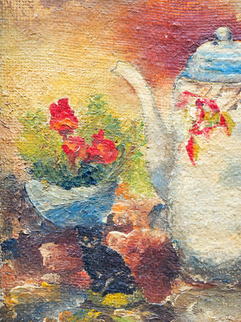 Vintage Art School ‘Coffee Pot’ Oil Painting