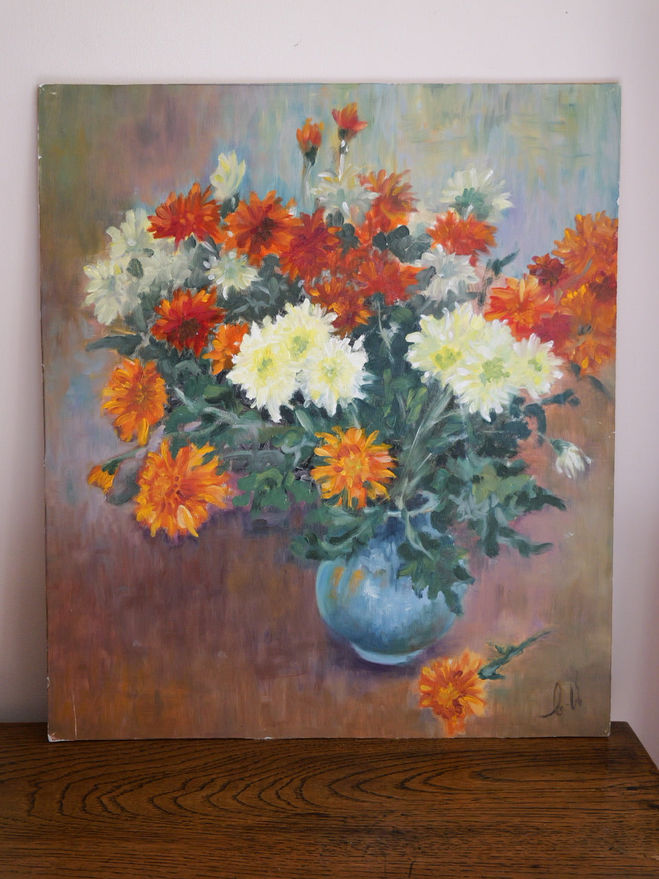 Vintage ‘Chrysanthemums’ Still Life Oil Painting