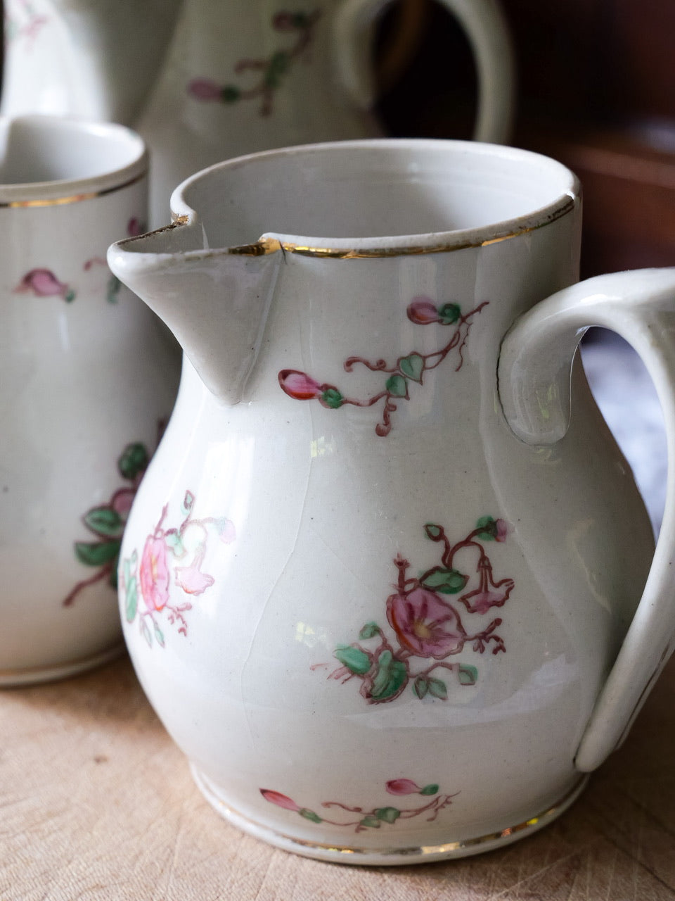 Vintage French Floral Jugs - Set of 3