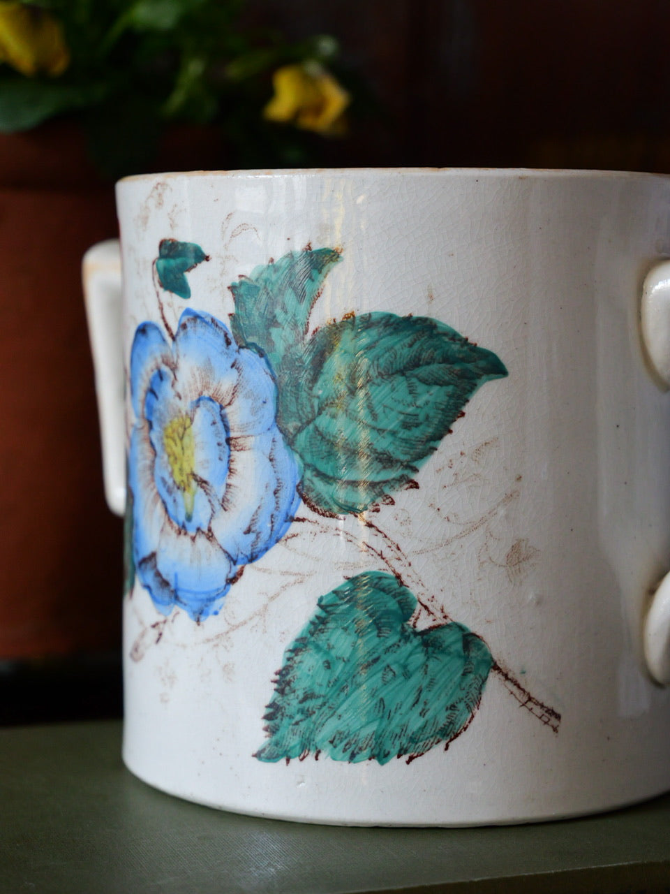 Antique Floral Transfer Loving Cup