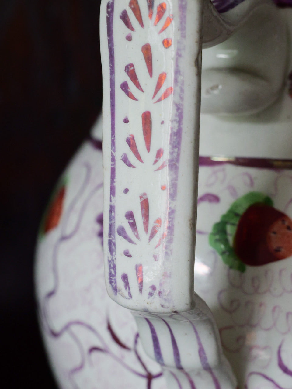 Antique Sunderland Lustre Strawberry Jug