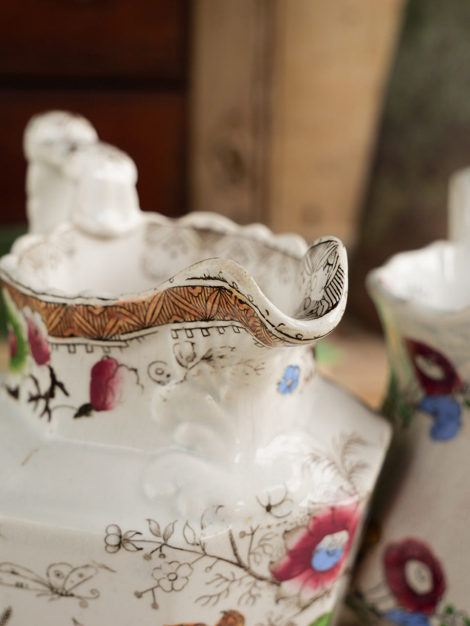Antique Transferware Jugs - Set of 2