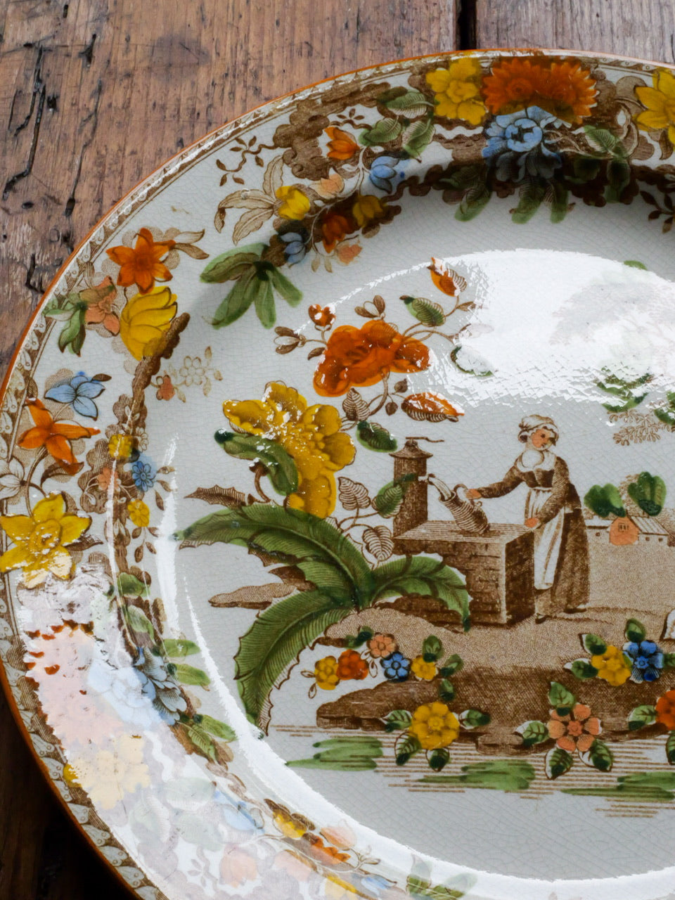 Antique Hand Coloured Transfer Plate
