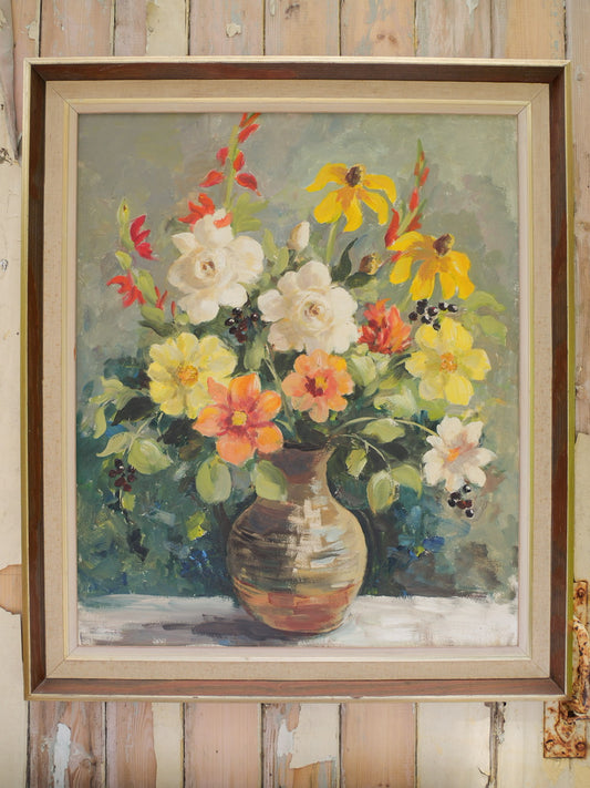 Vintage ‘Summer in Bloom’ Still Life Oil Painting