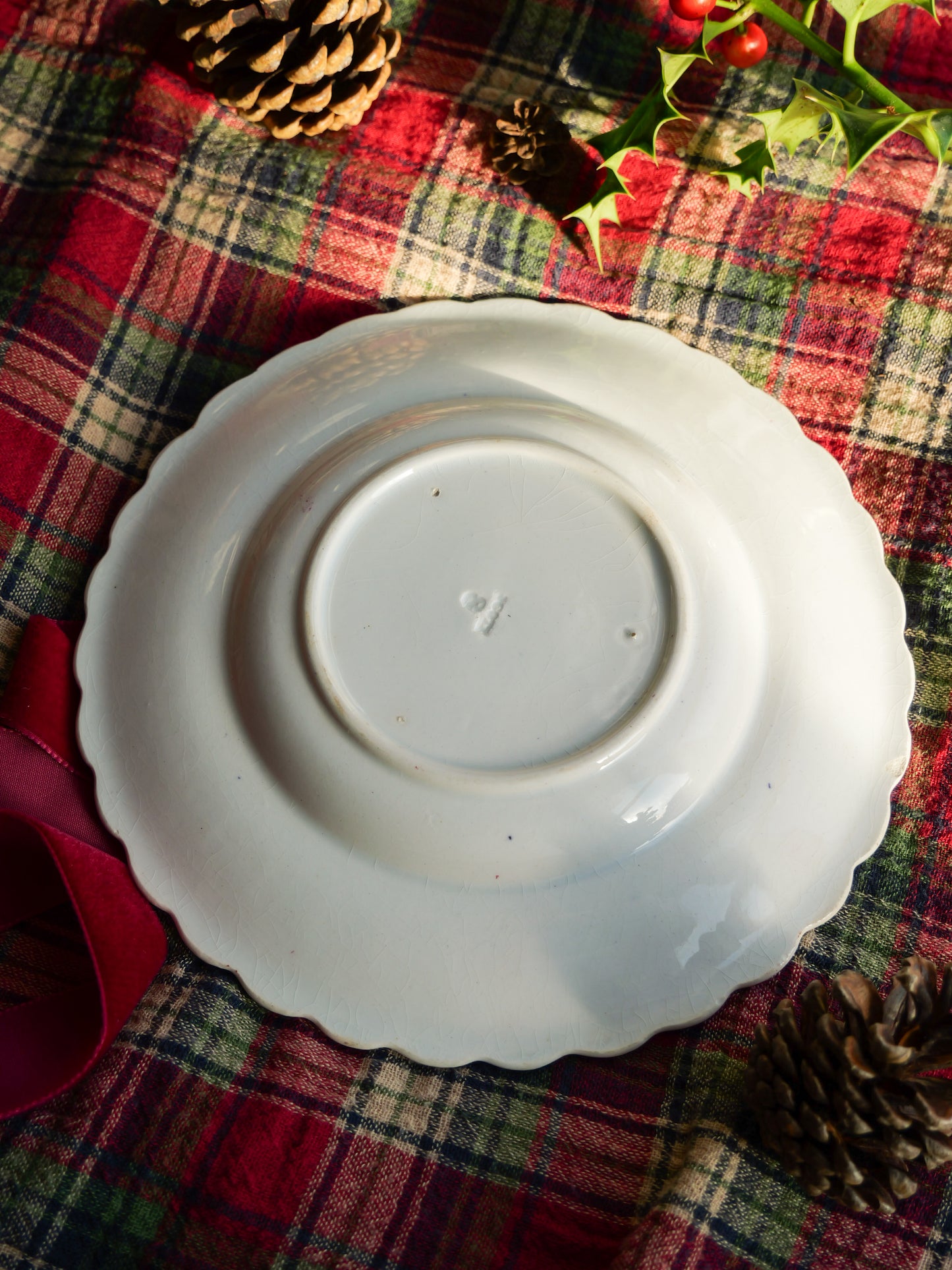 Victorian Creamware Plate - ‘December’