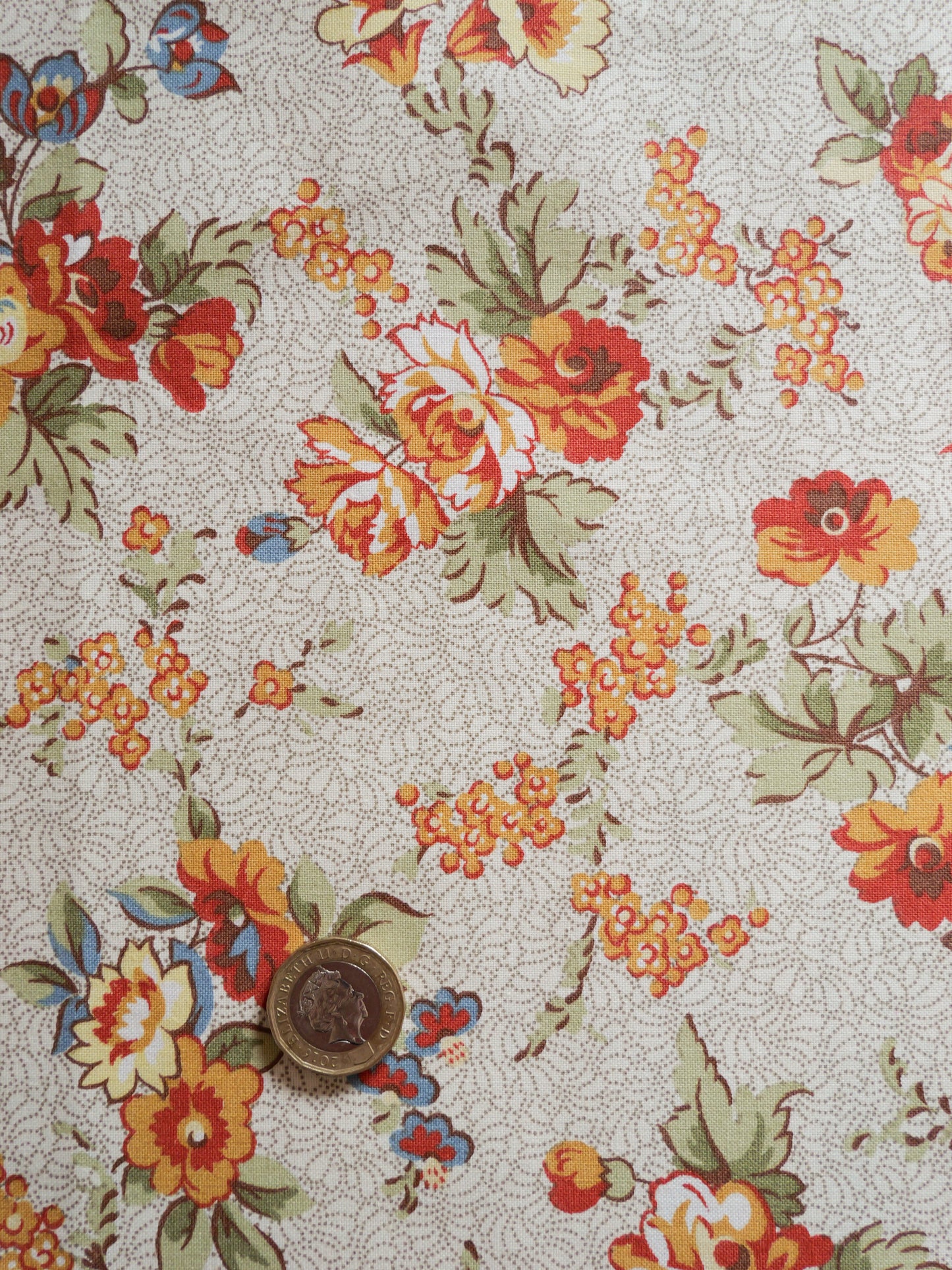 LENGTH: Vintage Laura Ashley Floral Cotton - Oranges