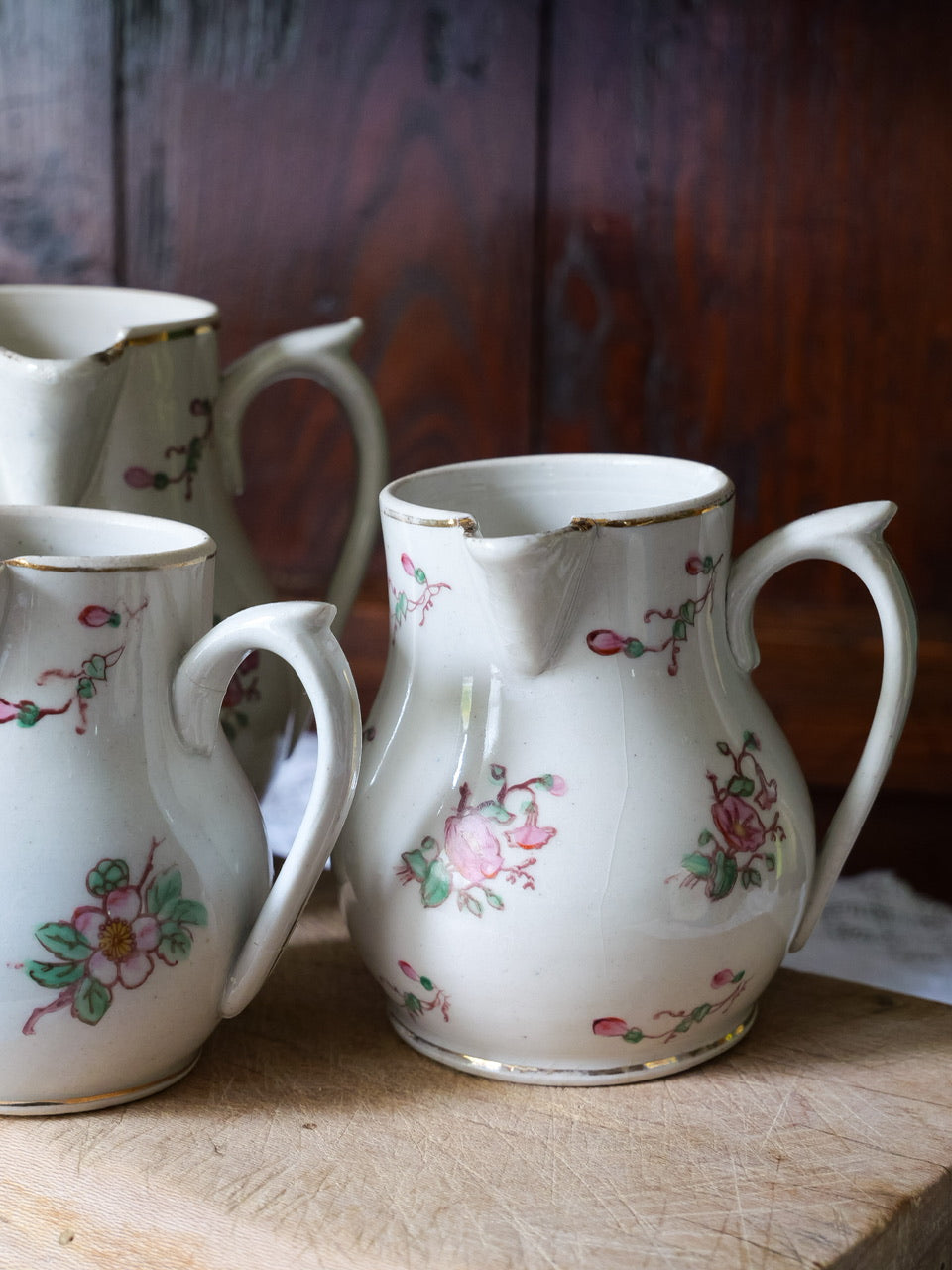 Vintage French Floral Jugs - Set of 3
