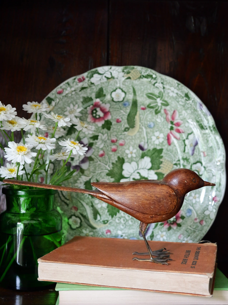 Vintage Hand Carved Wooden Warbler