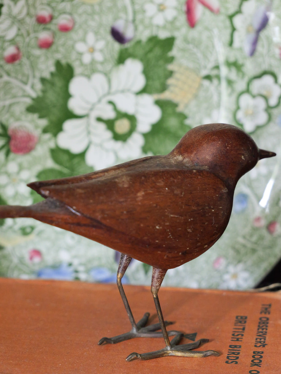 Vintage Hand Carved Wooden Warbler